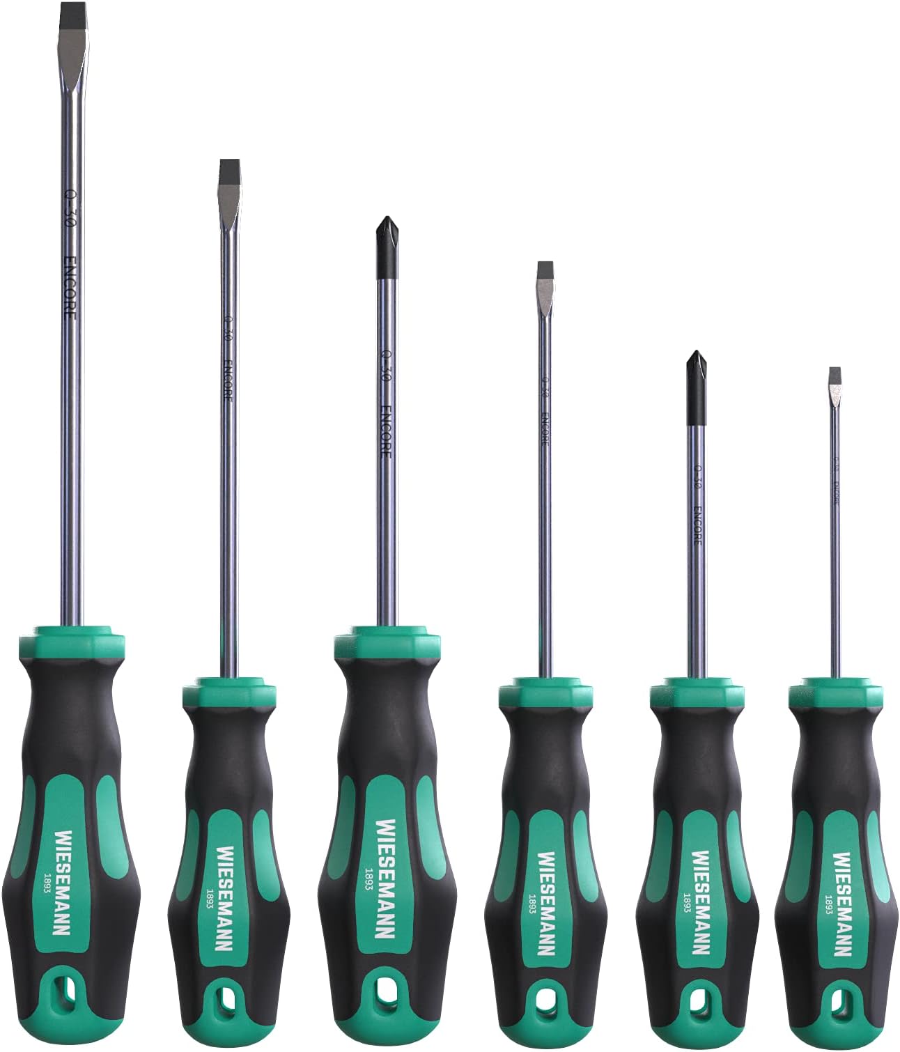 Screwdriver set 6 pcs. with ergonomic handle, slot & PH by WIESEMANN 1893 I 80454
