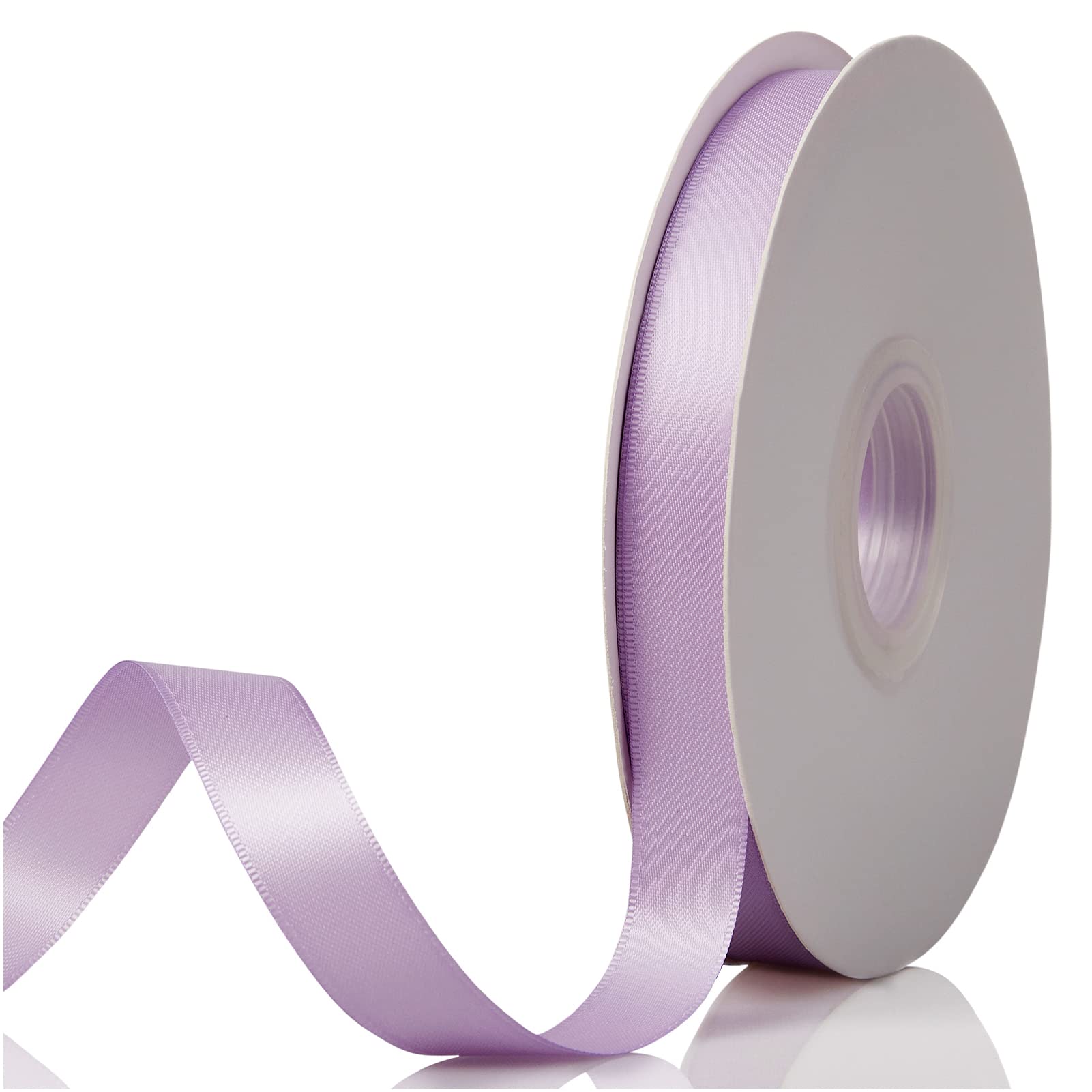 Photo 1 of 1/2" x 50 Yards Light Purple Double Faced Satin Ribbon,Solid Color High Density Fabric Ribbon Rolls,Great for Gift Wrapping,Sewing,Crafts,DIY Bows and Christmas,Wedding,Party Decoration