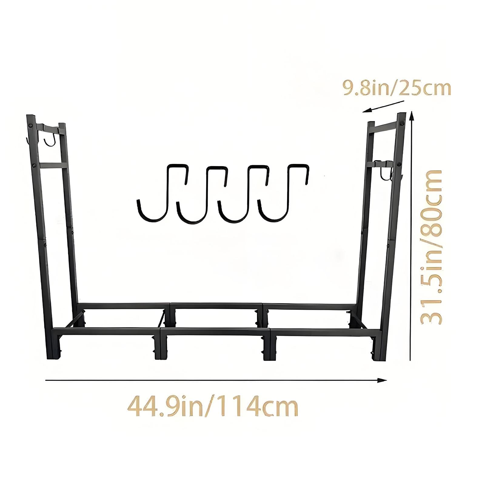 rockible Soporte Apilador de Leña Resistente, Gran Capacidad de 250 Kg para Leña de Chimenea, Resistente, 114 X 25 X 80 Cm.