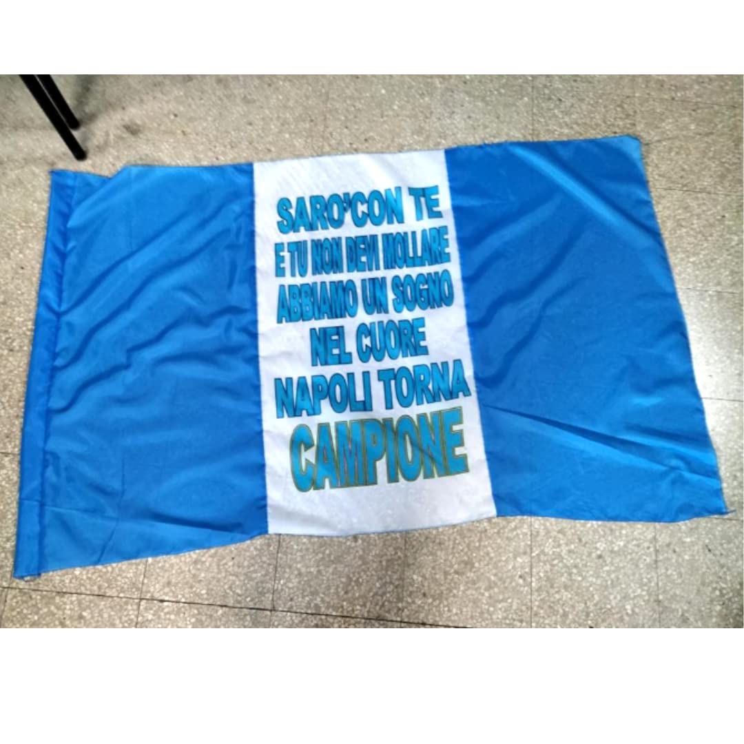 NARAMAKI Bandiera del Napoli 90x150con Passante per Asta - Ideale per Tifoseria di Calcio (Bandiera con Te)