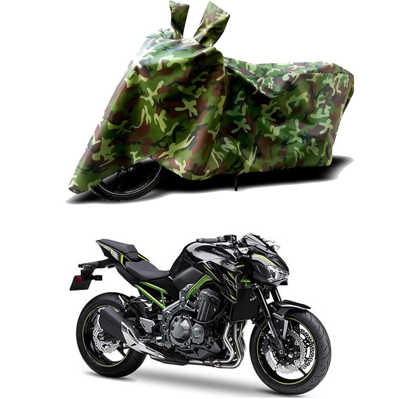 Image of 100% Water Resistant Full Bike Scooty Two Wheeler Body Cover Compatible for KawasaZ900 STD /UV-Rays /Heat Protection /Birds Dropping /Scratchproof /Dust Proof /Waterproof /All Varients[Green MJ]