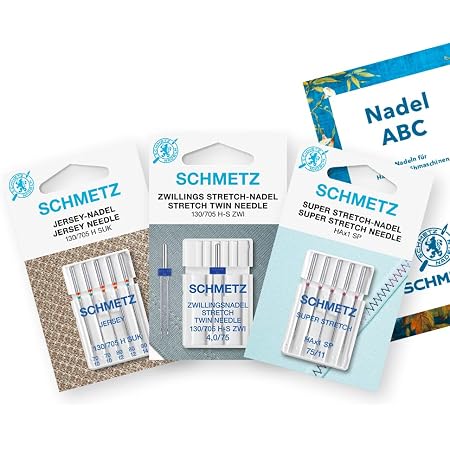 5 Aiguilles Surjeteuse SCHMETZ ELx705 SUK CF - Pour Machines Overlock - Grain 65/9 - Finition Chrome