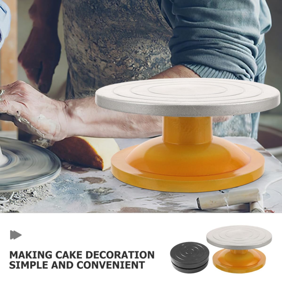 Luxshiny 2 Pezzi Alzata Girevole per Torta in Plastica e Metallo Rotazione Silenziosa e Resistenza all'Usura per Decorazione Torte e Creazioni Artistiche