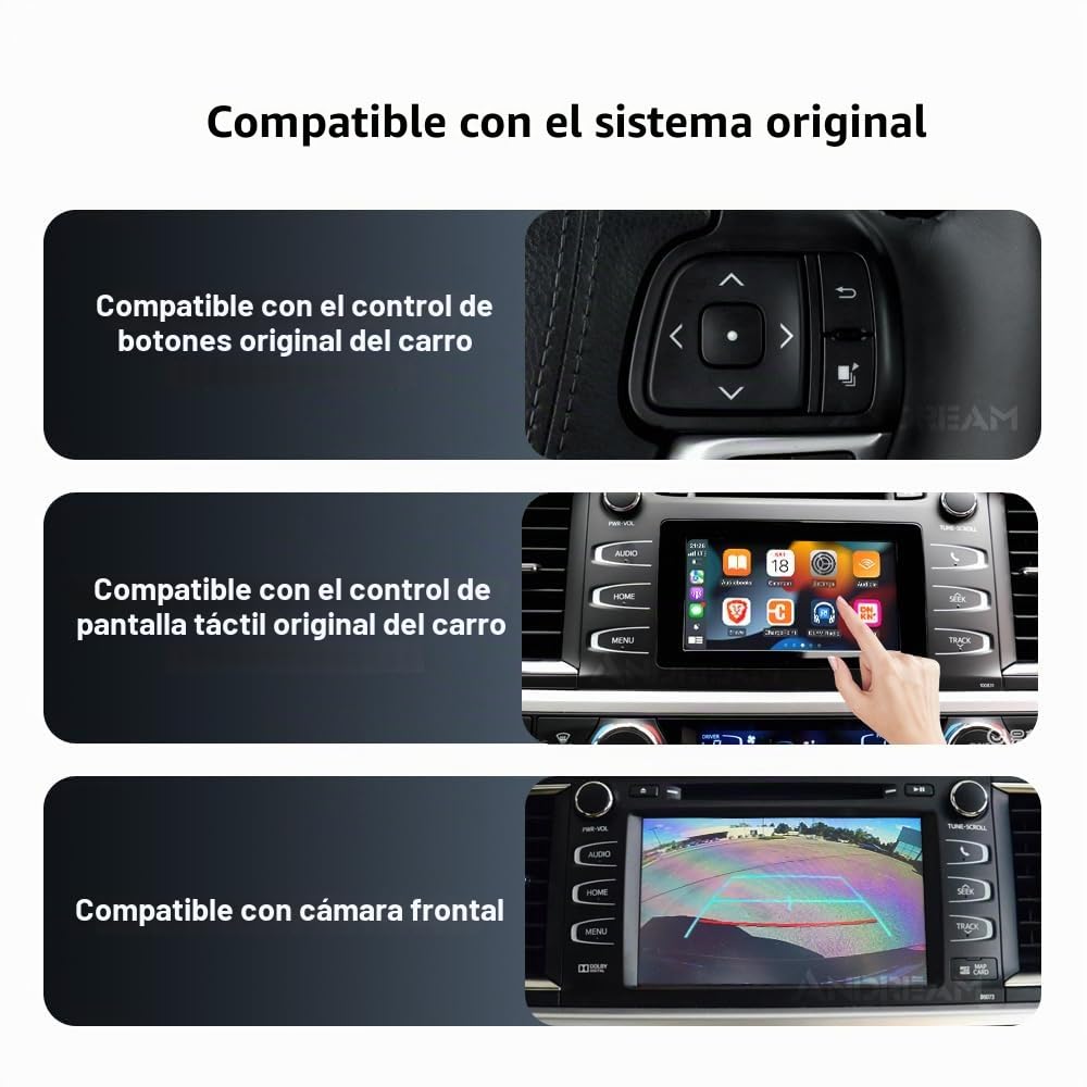 Kit Andream de actualización inalámbrico CarPlay y Android para Toyota Touch 2 - Compatible con CH-R, Avalon, Corolla, Camry, Yaris, Auris, RAV4, Highlander Entune 2.0 2014-2019