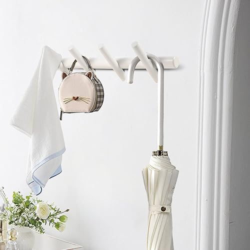 Miniatura 9 de KYSMOTIC Perchero moderno de madera para abrigos y sombreros, montado en la pared, 6 ganchos para clavijas, elegante, natural y liso
