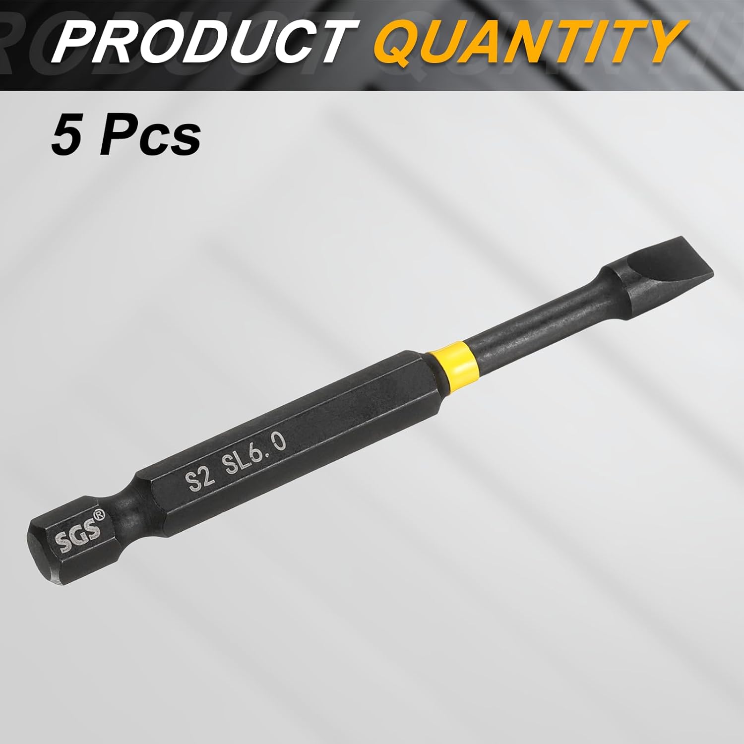 HARFINGTON 5pcs SL6 Slotted Impact Screwdriver Bits 6mm Slotted Tip 1/4" Hex Shank 75mm (3") Long Magnetic Flat Head Phosphated S2 Steel Screw Driver Drill Bits Electric Power Tool