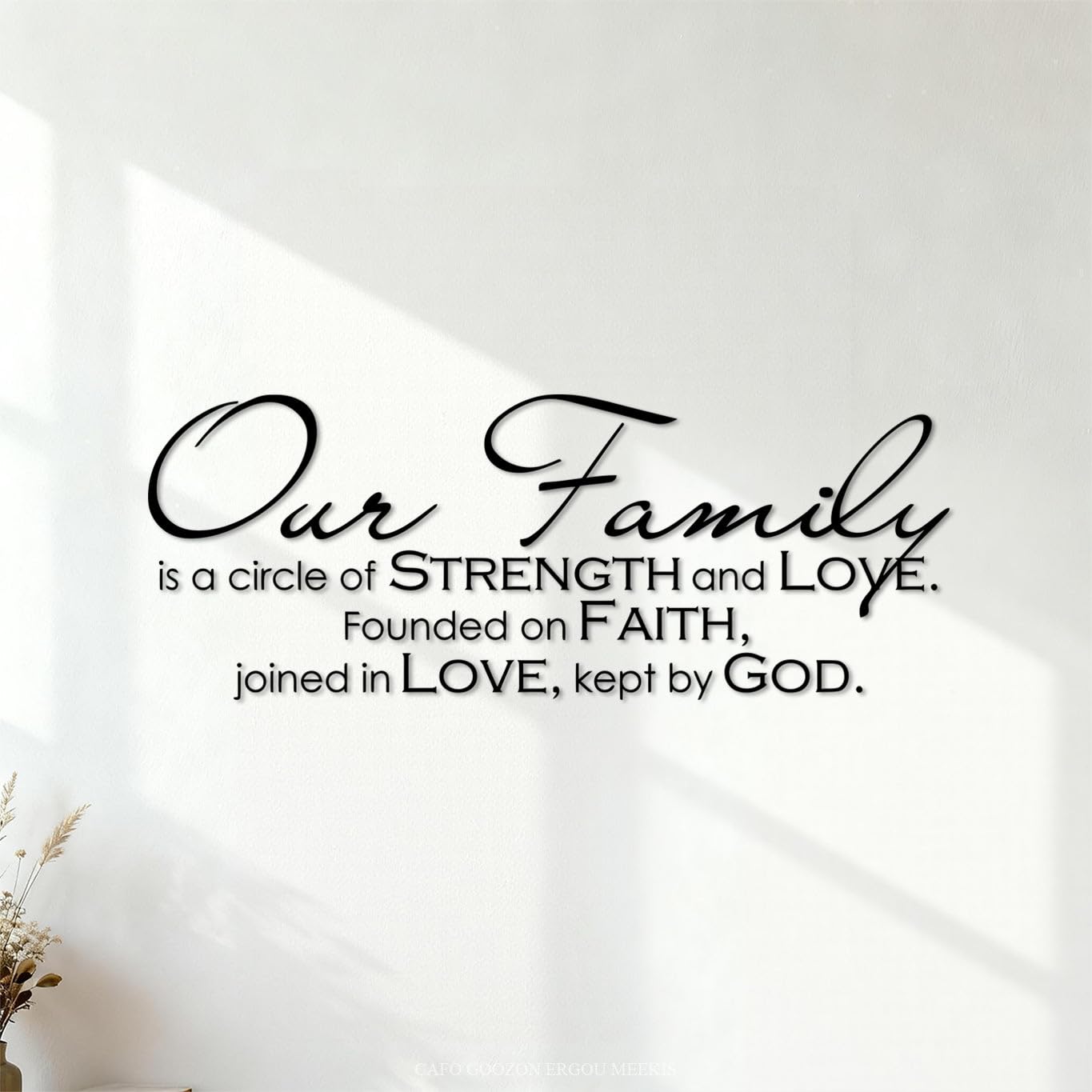 Wall Stickers Paster Paper Family Quotes Our Family Logo Christian 28x73.5cm Personalized Customization Black