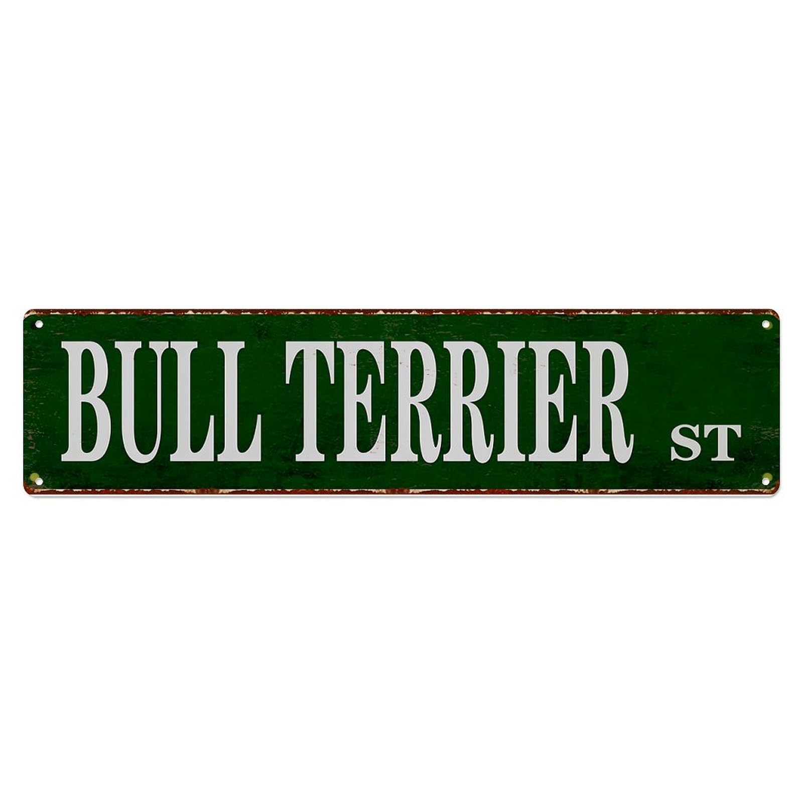 Bull Terrier Street Sign Metal Tin Sign Plaque