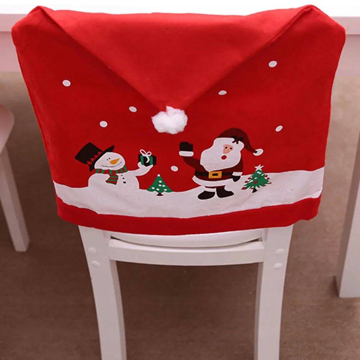 Funda para Silla navideña Funda para Silla no Tejida roja Decoración de Mesa navideña Funda para Silla de Comedor Suministros para Fiesta de Navidad-8PCS