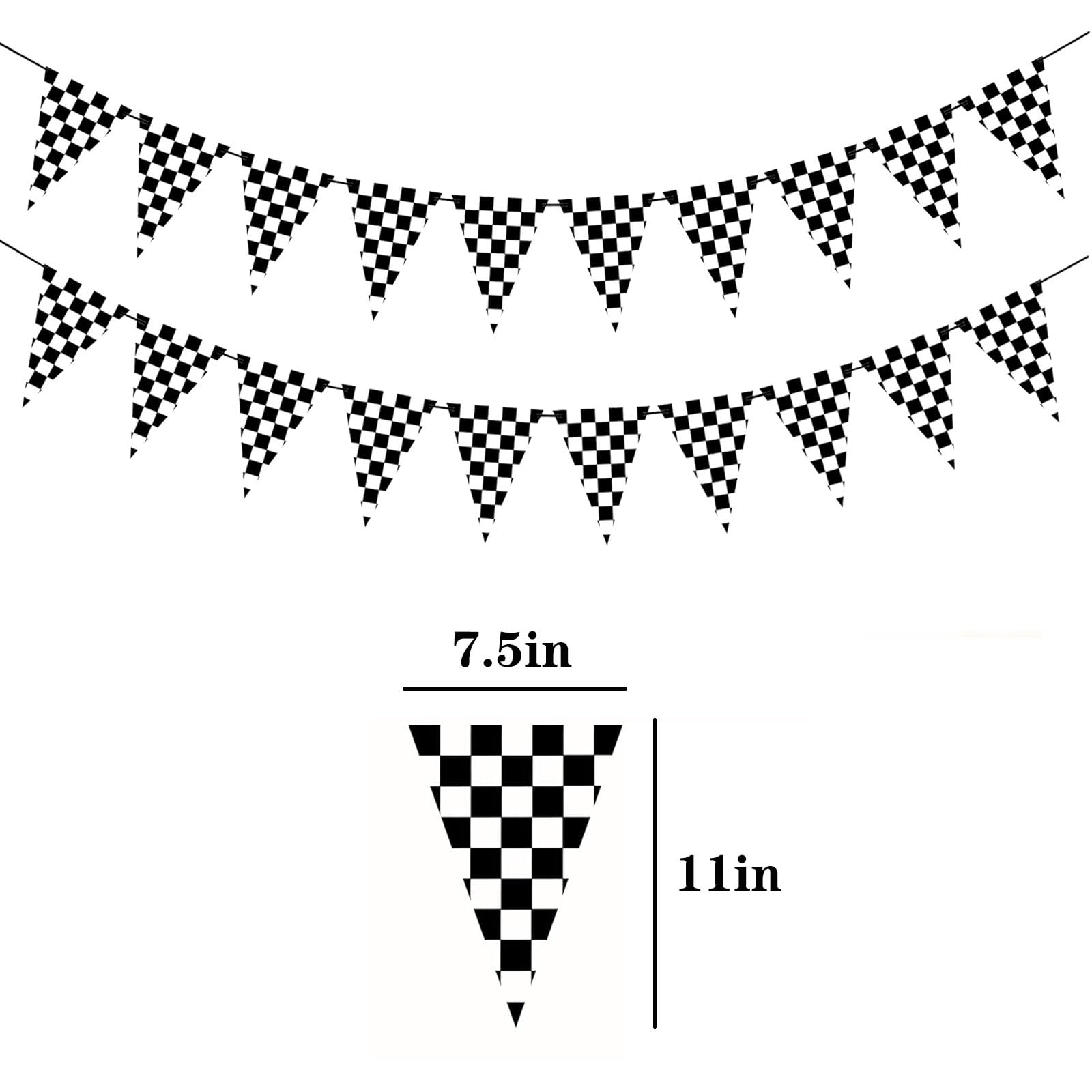 GOTPASS Black and White Checkered Flags Banner Checkered Pennant Banner Race Theme Party Supplies Race Car Baby Shower Birthday Party Decorations