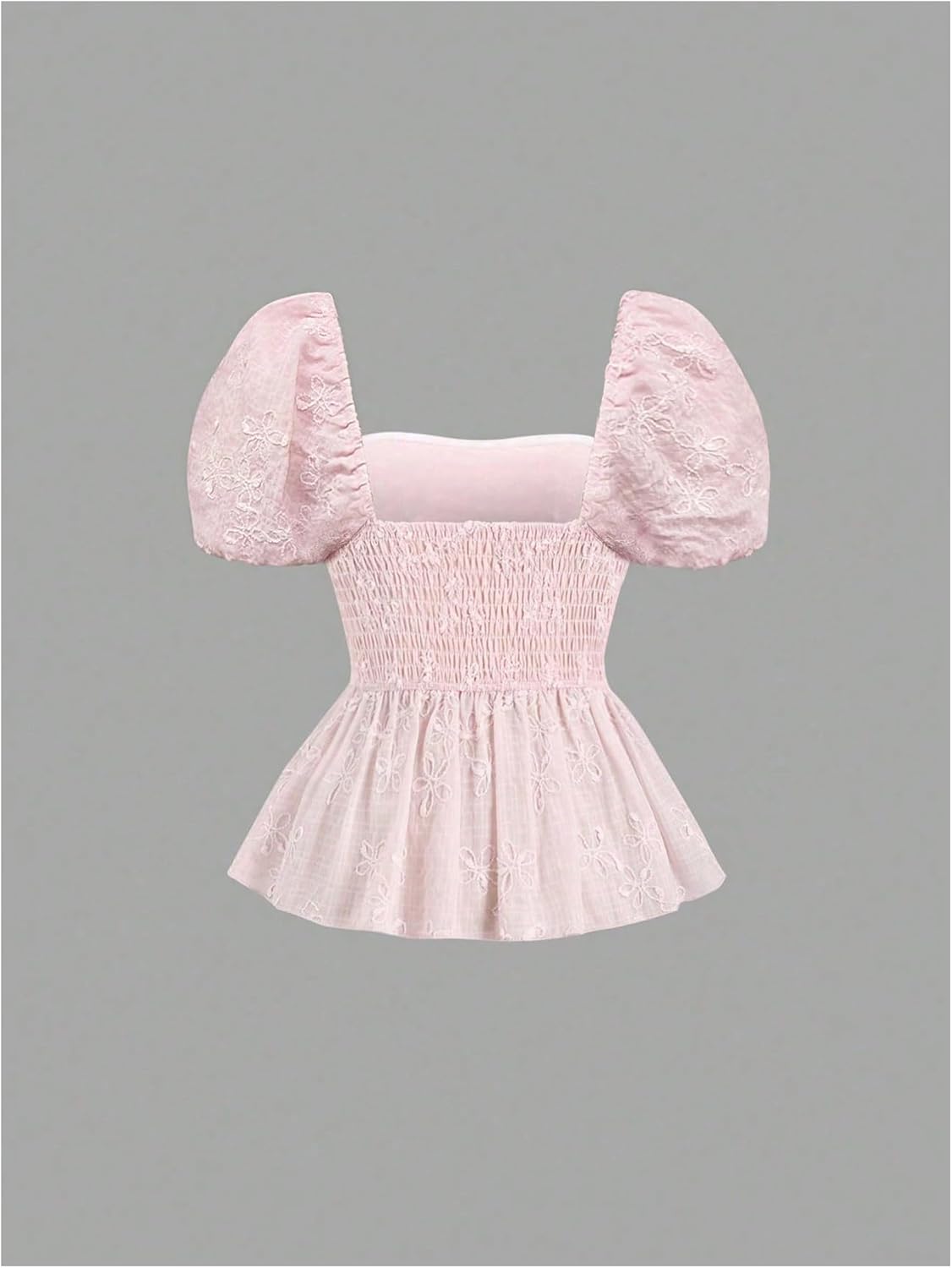 Floerns Women's Summer Blouse Tops Floral Embroidery Puff Sleeve Going Out Peplum - Image 2