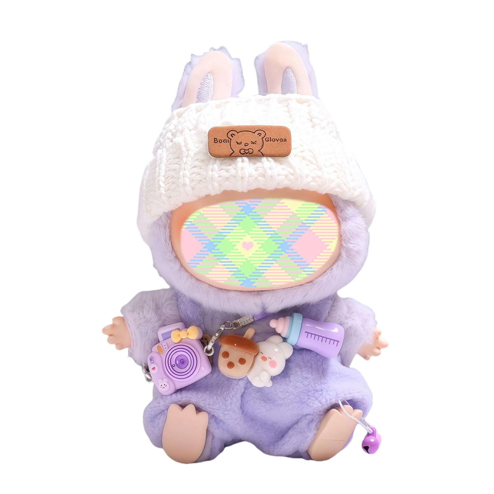 Clothes for Dolls Accessories, Kawaii Outfit BB Pants Set 3 Pieces Suitable for 15cm 17cm Doll, Stylish Doll Clothing Set Replacement Purple (No Doll)