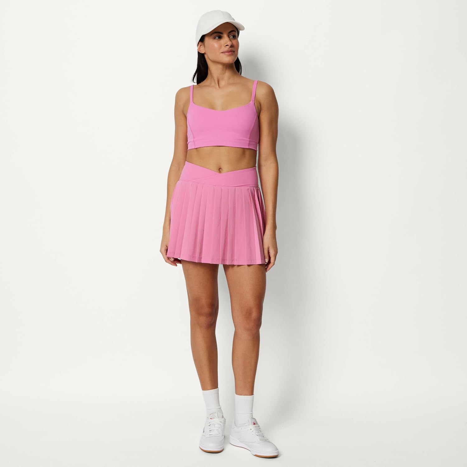 Amazon Essentials Women's Performance Stretch Woven Pleated Tennis Skirt with Built-in Shorts and Pockets
