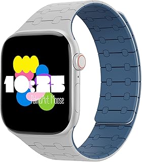 Silicone Magnetic Apple Watch Band, Compatible with iWatch Ultra 1/2/3, Series 1-11, SE 1-3, 38mm-49mm, Waterproof Sweatproof Watch Strap for Men Women
