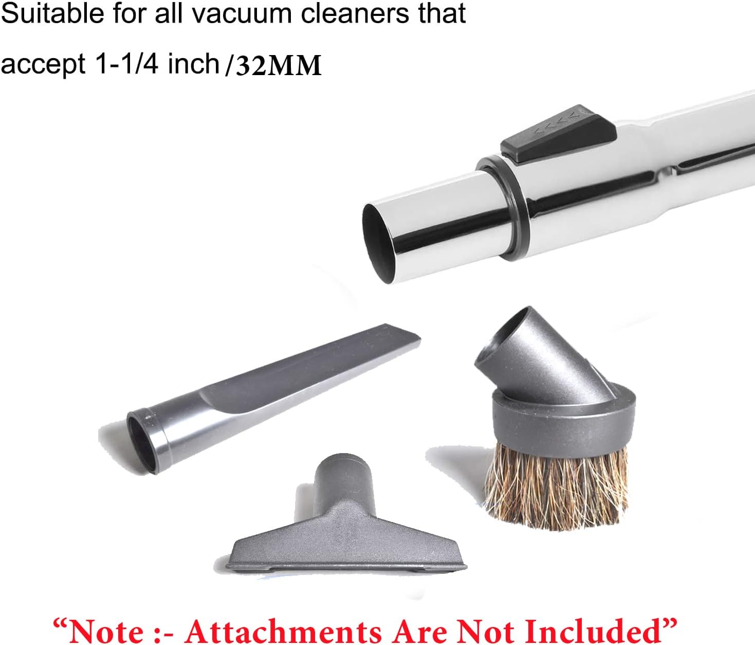 1.25 Inch Stainless Steel Vacuum Extension Wand Compatible with Vacuums using 1 1/4 Inch (1.25in) 32mm Accessories - 1 1/4 Vacuum Extension Tube for Shop Vac (Stainless Steel Extension Wand)