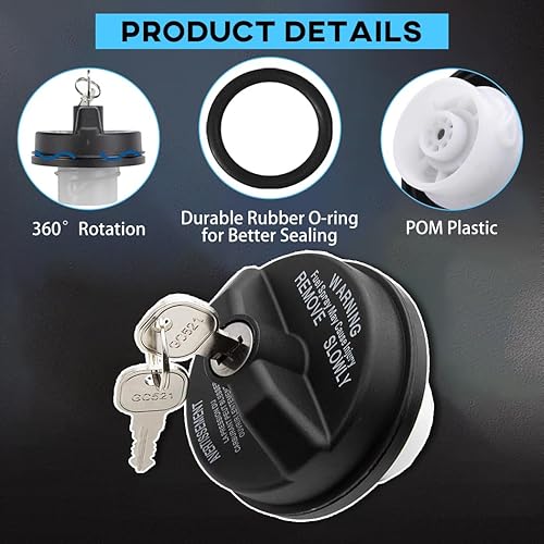 Miniatura 4 de Tapa de gas de bloqueo 05278655AB 5278655AB Bloqueo Tapa de combustible con llave para Dodge Ram 1500 2500 3500 Jeep JK Wrangler TJ Chrysl Pacifica