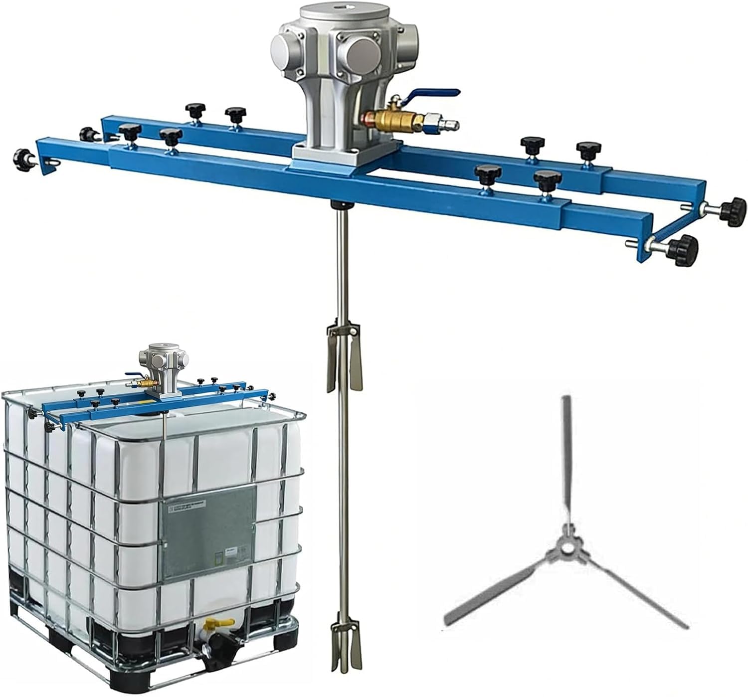 Mezclador De Pintura Con Hélice Plegable, Tamaño Extensible De 720 A 1200 Mm, Para Adhesivos, Lubricantes, Pinturas Y Resinas. Large 5 Cylinders