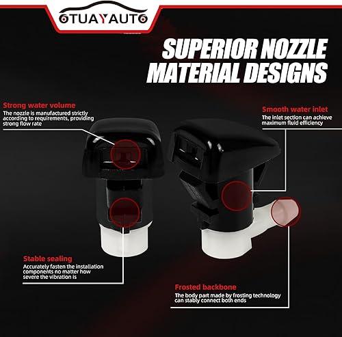 Miniatura 4 de OTUAYAUTO Boquillas para limpiaparabrisas delantero, para Dodge Durango 11-18, Dodge Grand Caravan 11-14, Jeep Grand Cherokee 11-17 - Reemplaza OEM