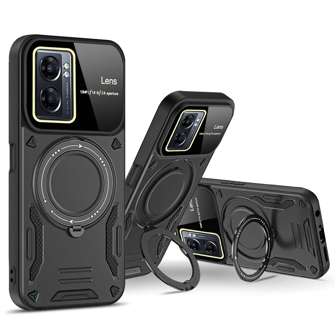 Case For Moto G14 4G,Military Flashing [Built-in Kickstand] Magnetic Rotate Ring Holder Heavy Duty TPU PC Shockproof Protect Phone Case For Motorola Moto G14 4G (Rose Gold - View #4