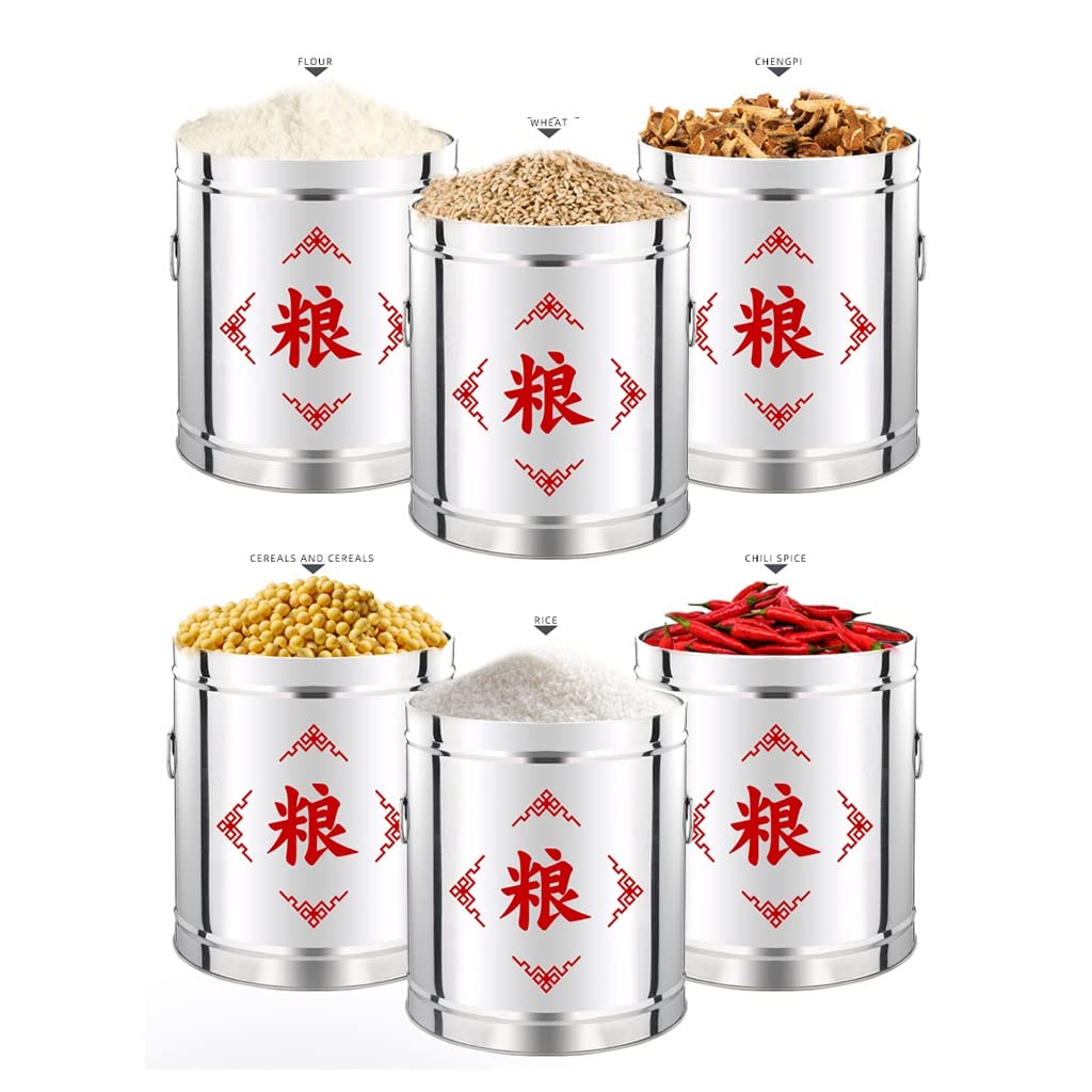Contenedor hermético para almacenar alimentos con tapa y asas, dispensador de granos SUS, balde de arroz de 5 kg a 50 kg, para cocina y despensa, almacenamiento de harina,Capacidad de plata 10 kg