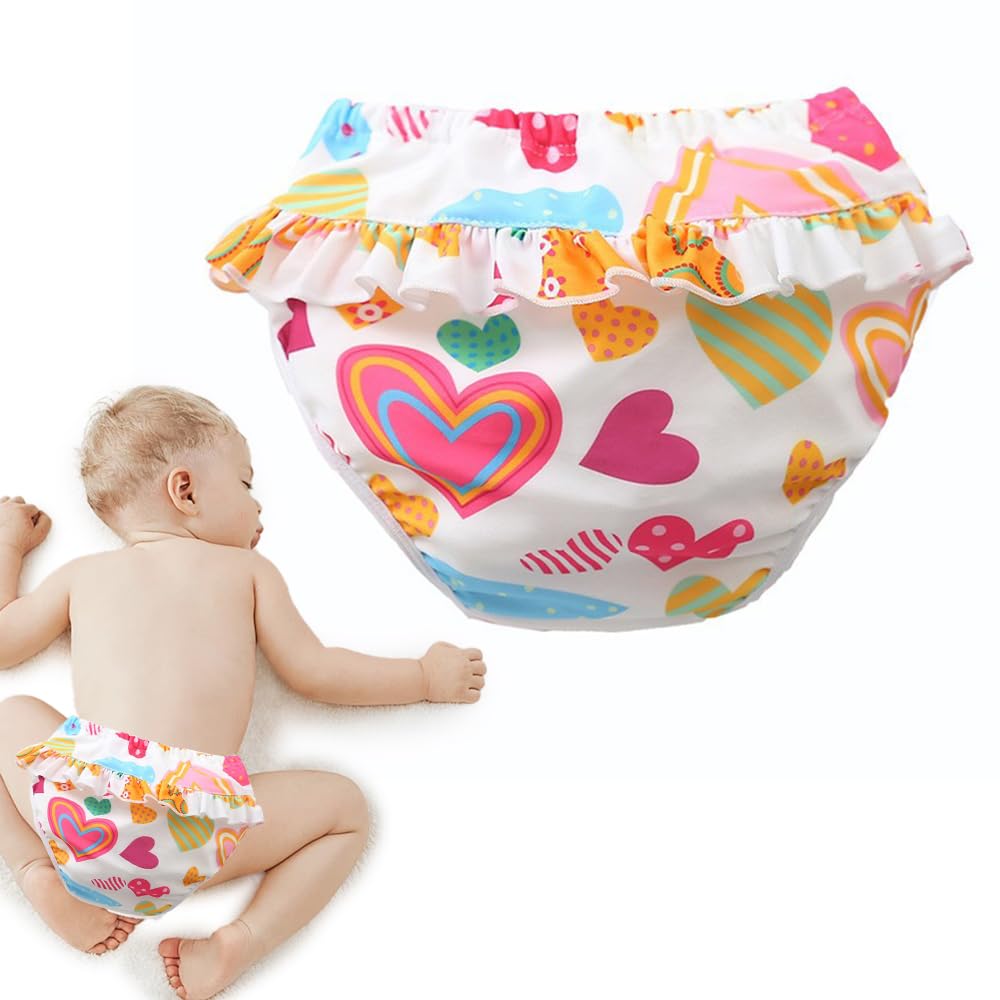 1 pannolini da nuoto adorabili e riutilizzabili, da 1 a 2 anni (a forma di cuore, 10-15 kg)