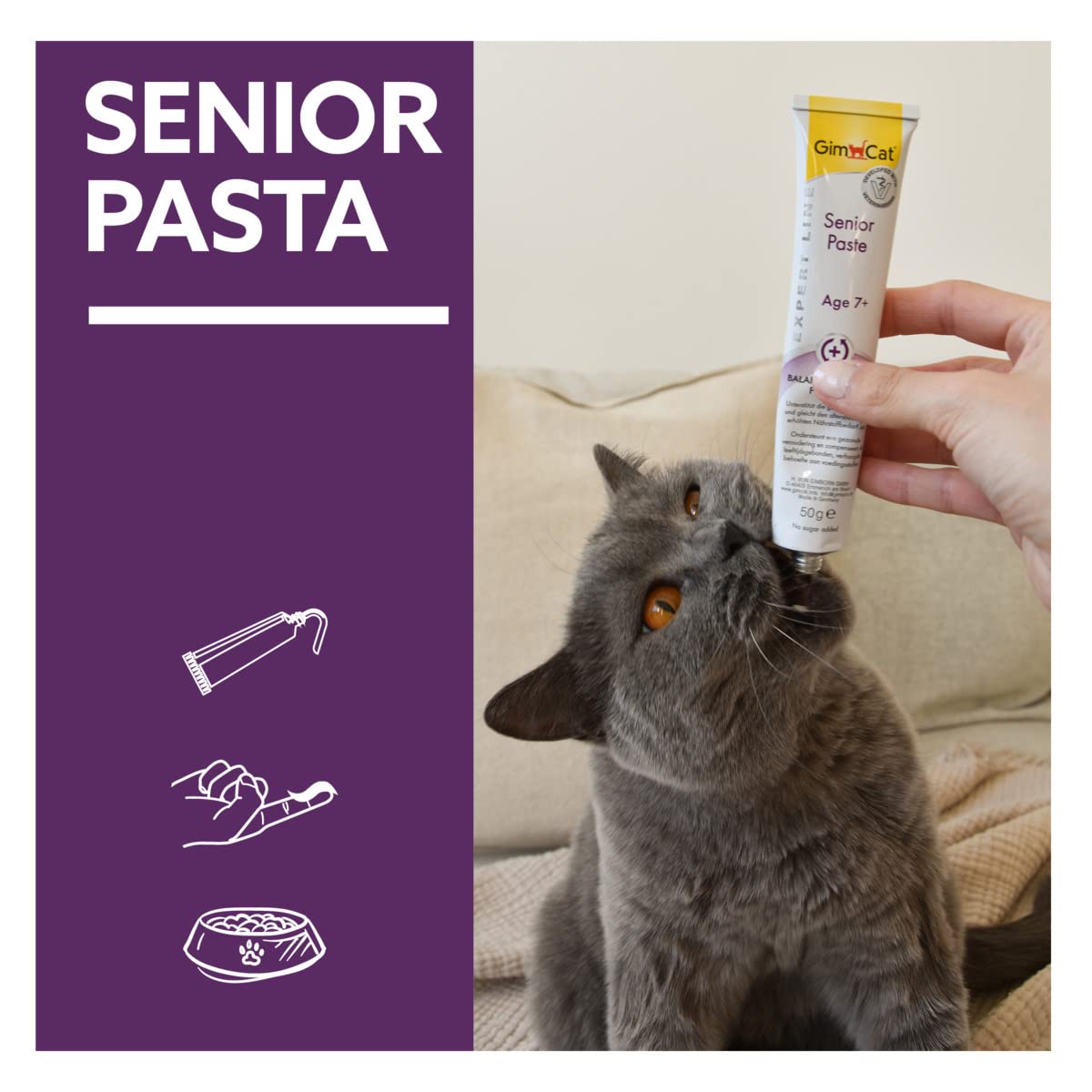 GimCat EXPERT LINE Senior Paste - Lo snack funzionale per gatti supporta l'invecchiamento sano dei gatti di età pari o superiore a 7 anni - 1 tubo
