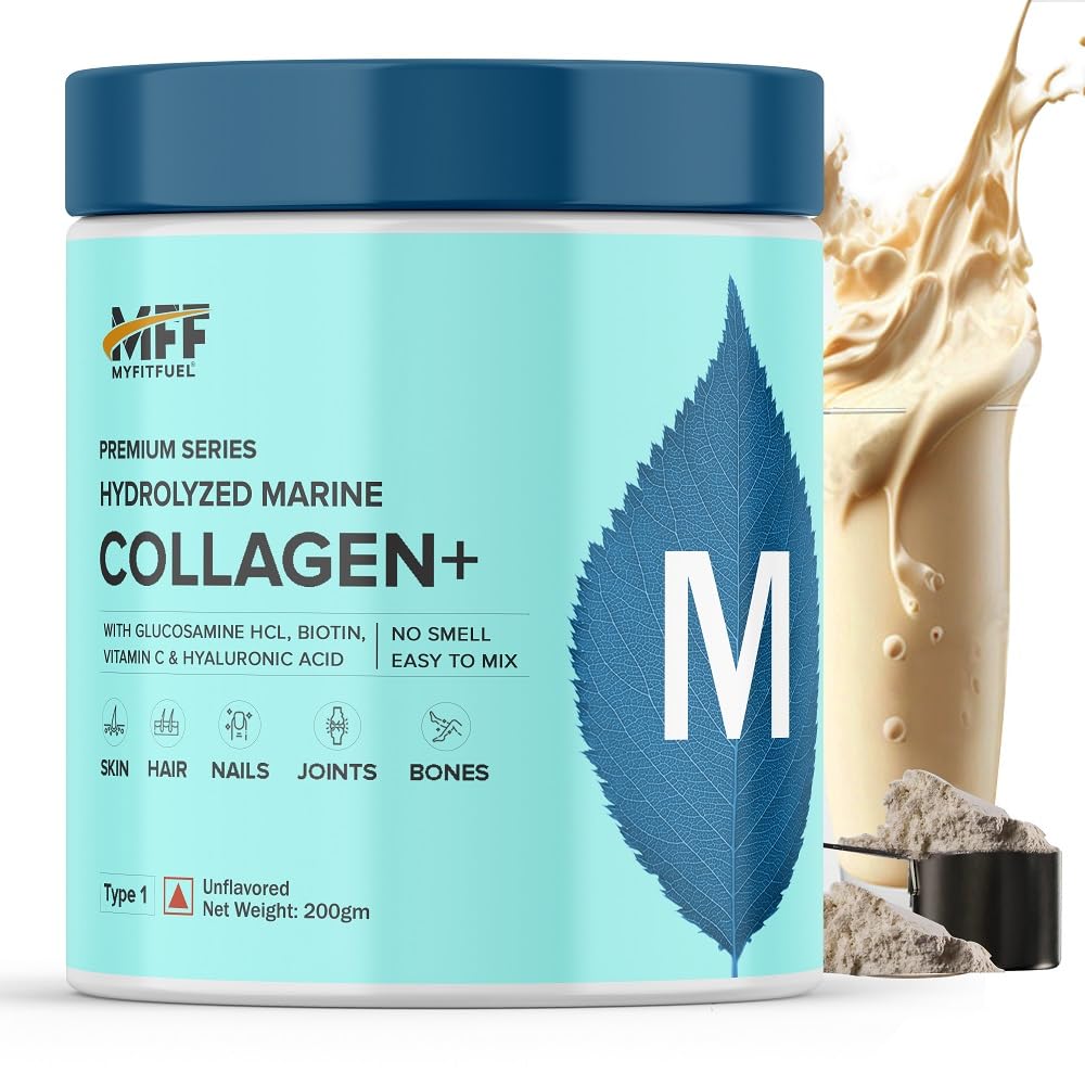 Hydrolyzed Marine Collagen (200gm, Unflavored) with Biotin, Hyaluronic Acid, Zinc, Vitamin C & Glucosamine | For Skin, Hair, Nails & Joints