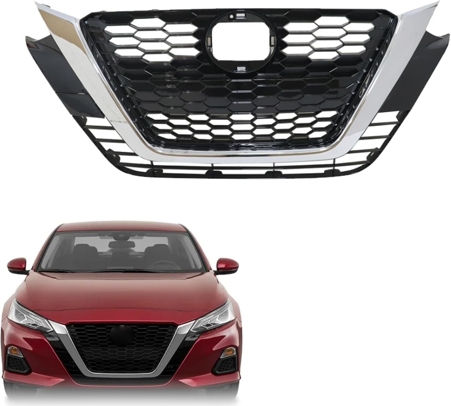 SecosAutoparts Upper Grille Front Compatible with Nissan Altima SL S SV Sedan 2019 2020 2021 2022 Replace# 62310-6CG1A, 623106CG1A