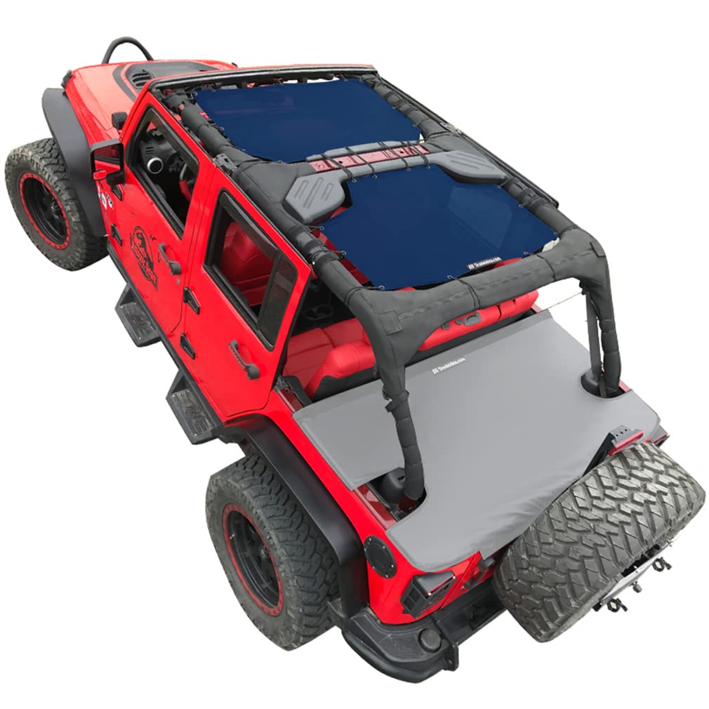 Shadeidea JK Sun Shade Top Compatible with Jeep Wrangler JKU Top Sunshade Soft Mesh Roof Cover (2007-2018)- Wind Noise UV Blocker -10 Year Warranty -4