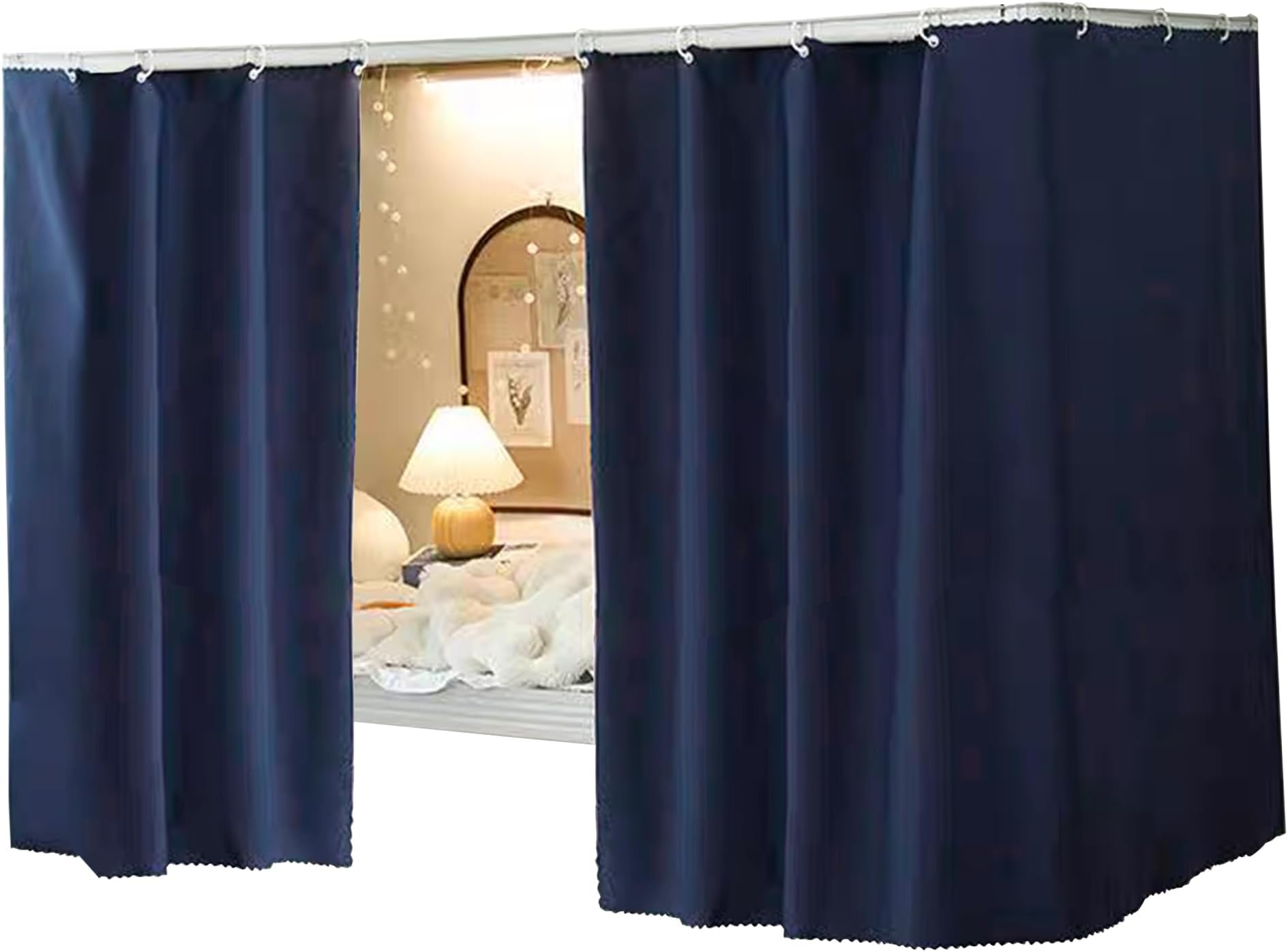 Beautiful Solid Blue Bunk Bed Curtains Drapes Privacy Bed Canopy for Bottom, 2 Panels