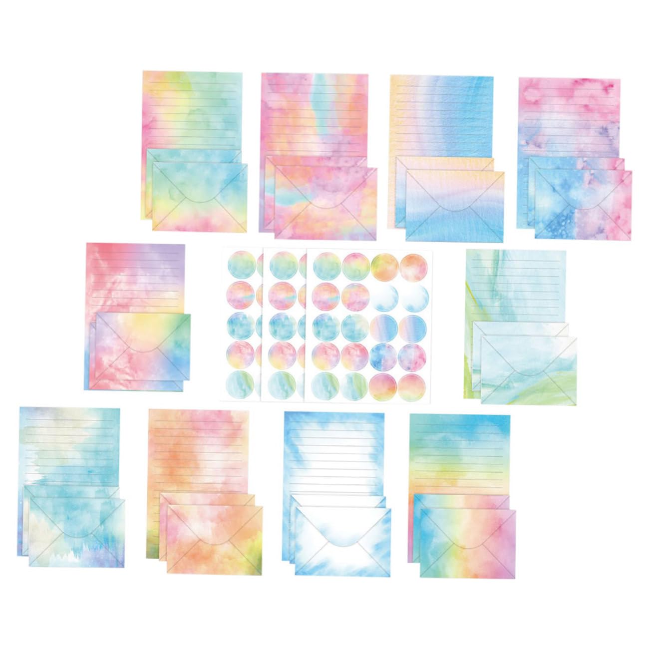 VILLCASE Briefpapier Satz mit 60 Blatt Liniert und Umschlägen Dekoratives Watercolor Design Papier Inklusive Aufkleber für Einladungen und Persönliche Nachrichten