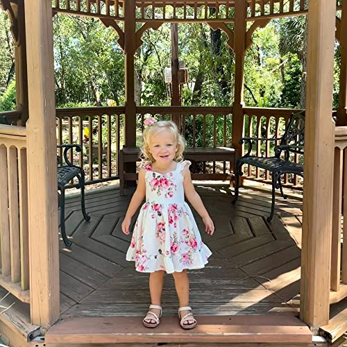 Flofallzique Summer Girls Floral Dress Ruffle Sleeve Tie Back Vintage Toddler Birthday Tea Party Dresses4