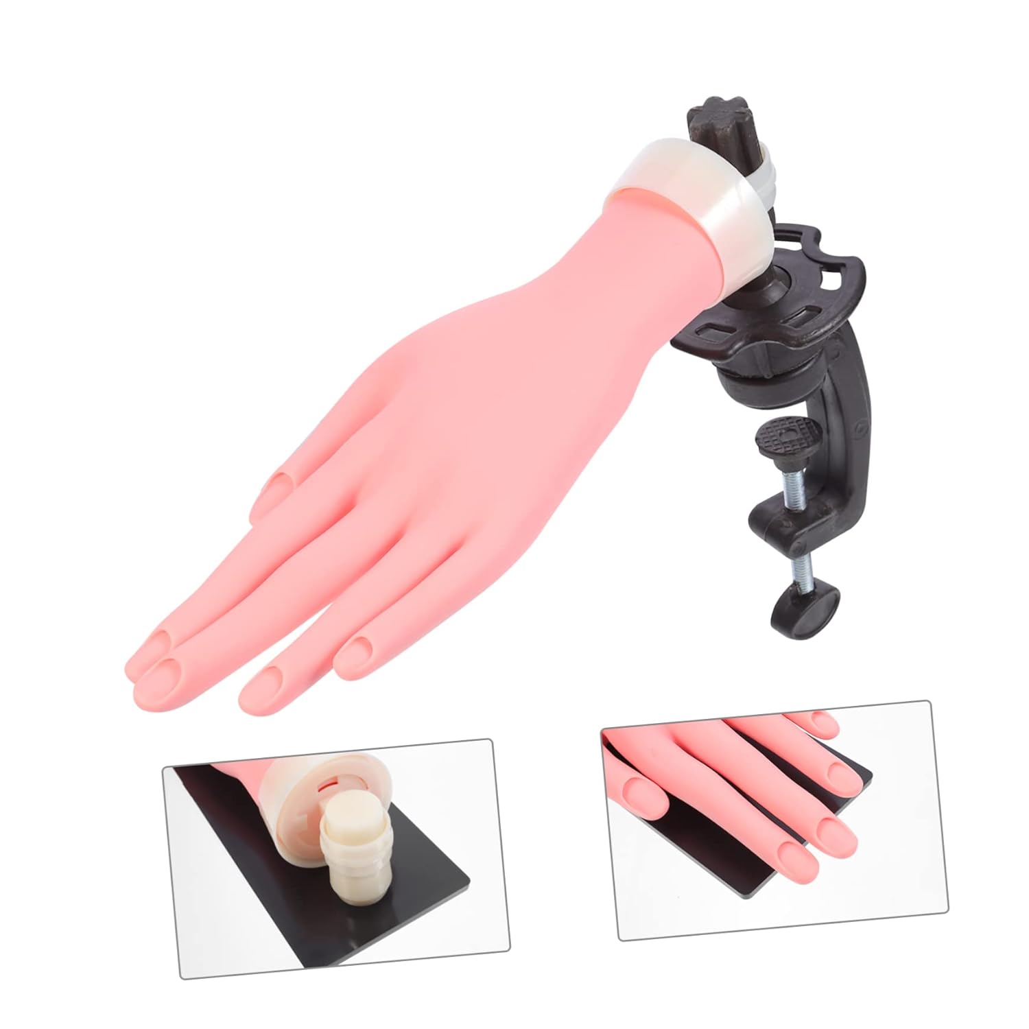 SAFIGLE Manicure Practice Model with Fixed Bracket Bendable Fake Hand for Nail Art Training Realistic Soft Hand Model for Beginners and Professionals