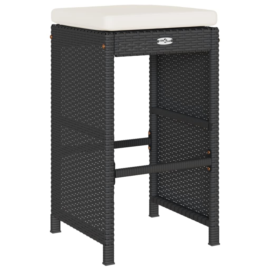 vidaXL Tabourets de Bar Jardin Coussins Lot de 2 Noir résine tressée, Tabouret, Tabouret de Bar extérieur, Chaise de Bar, Tabouret de Jardin