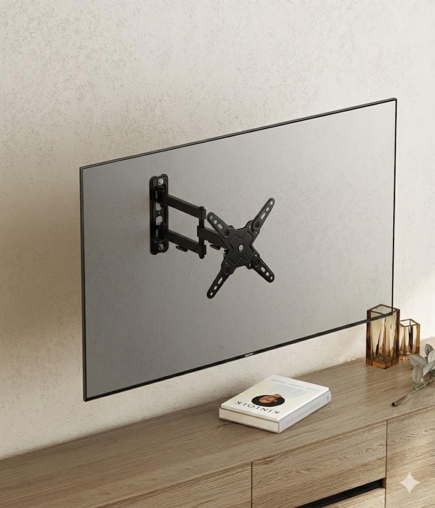 Duramex Full Motion TV Wall Mount Bracket, 23-55 Inch Display, Heavy Duty Steel, VESA 400x400mm, 66 lbs Capacity, Swivel Tilt Articulating Arm