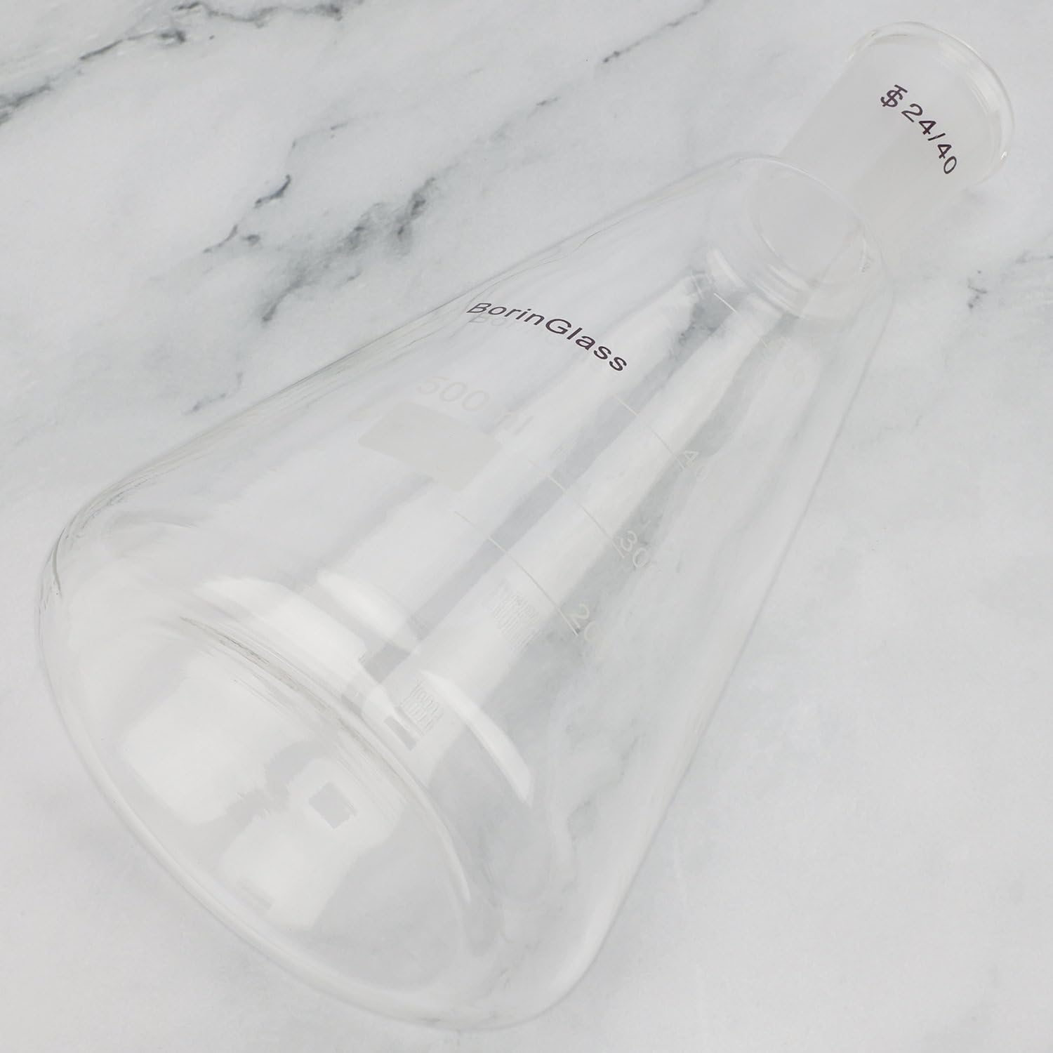 BorinGlass Erlenmeyer de vidrio borosilicato 500 ml con junta 24/40