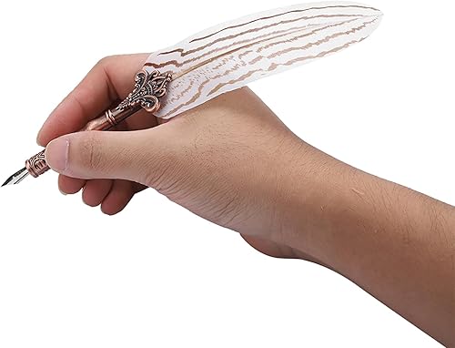 Miniatura 6 de Juego de bolígrafo y tinta con espiral recargable, caja de regalo, pluma estilográfica antigua diaria para niños, cuaderno de cuero retro