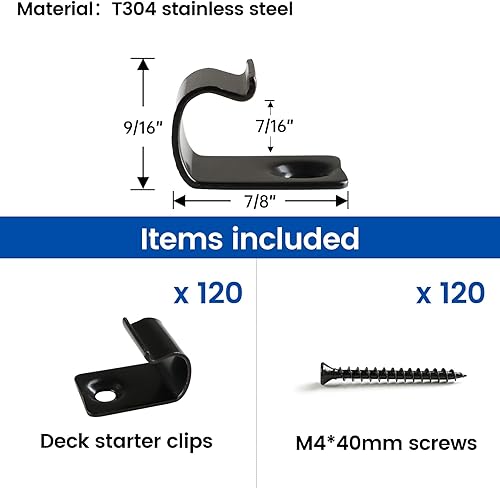 Miniatura 8 de Muzata Paquete de 72 clips de arranque universales para terrazas, clips de acero inoxidable, sujetadores escondidos para 800 pies cuadrados,