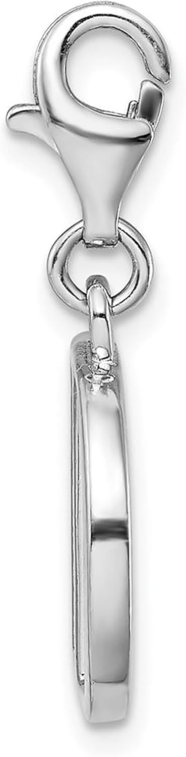 925 Sterling Silver Amore La Vita Polished CZ Letter D Initial Bracelet Charm Lobster Clasp