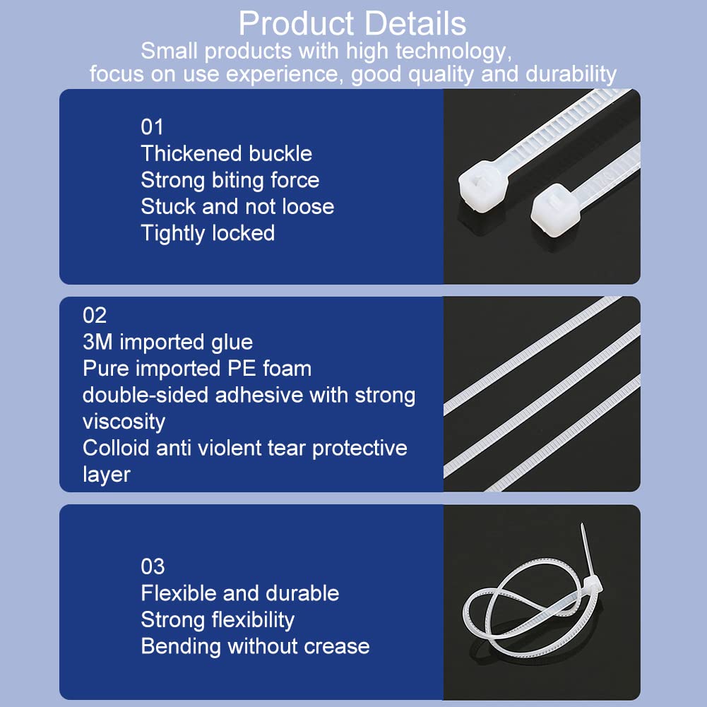 kabelbinder - 300 x 3.5 mm - 100 stuks - Wit - Allteq