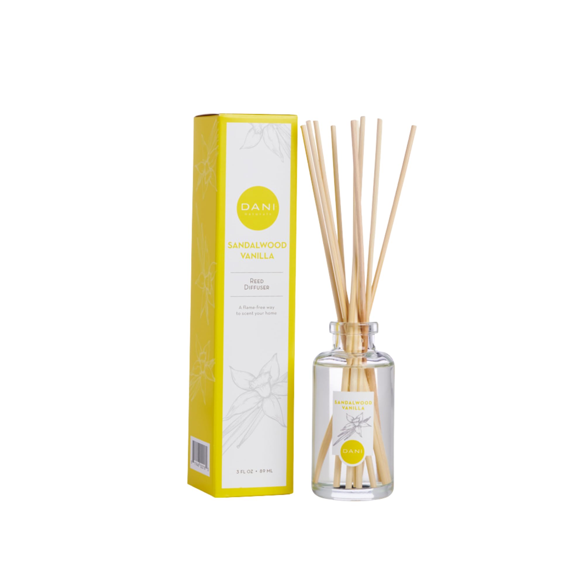 Naturals Reed Diffuser Set - Vanilla Sandalwood Scent - Aromatherapy Essential Oils - Alcohol-Free, Non-Toxic - 10 Sticks - 3.5 oz