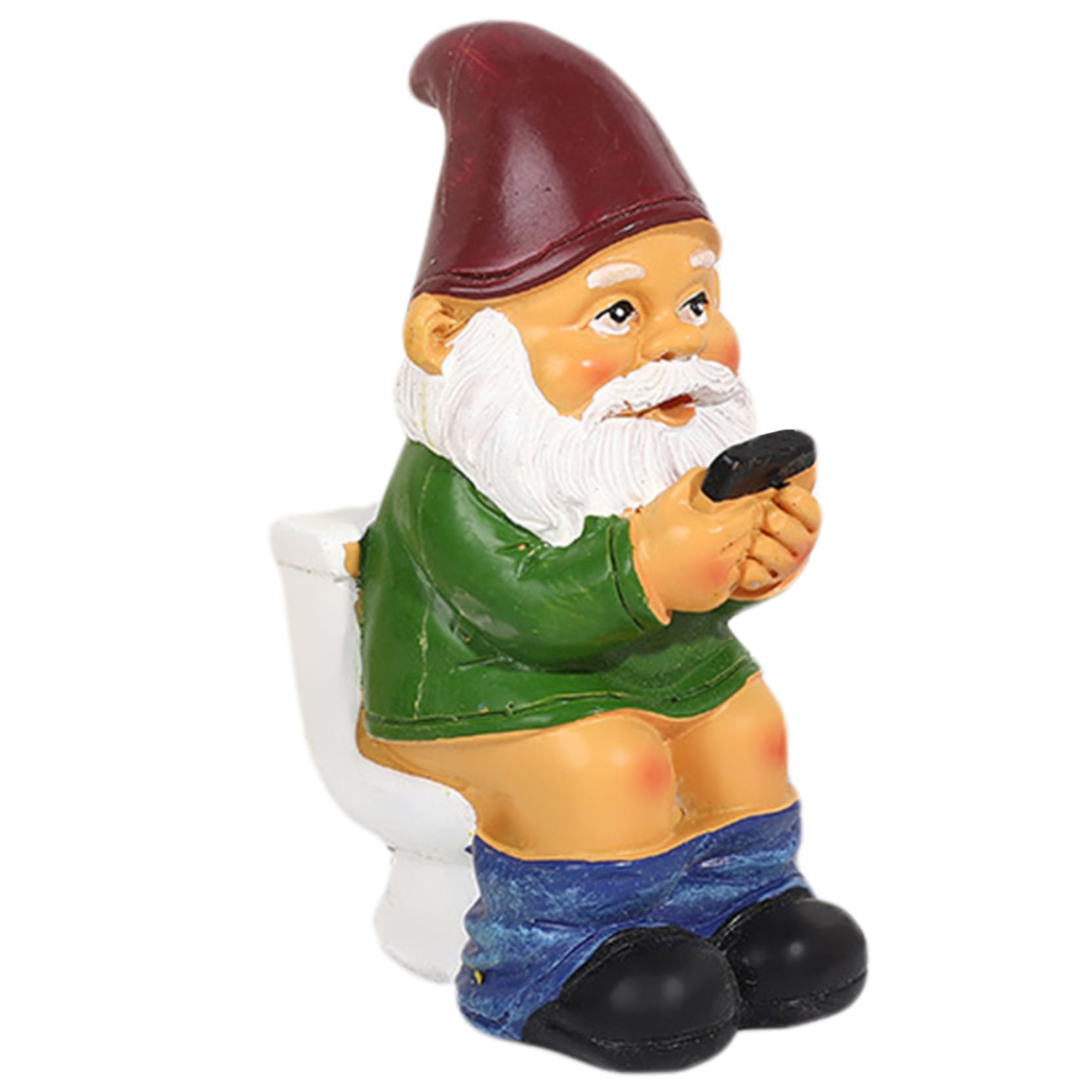 Wedhapy Funny Garden Gnomes 5'' Tall Naughty Gnome Garden Gnome Statue Sitting On Toilet Reading Phone Waterproof Resin Half Naked Gnomes Garden Ornaments Type 1