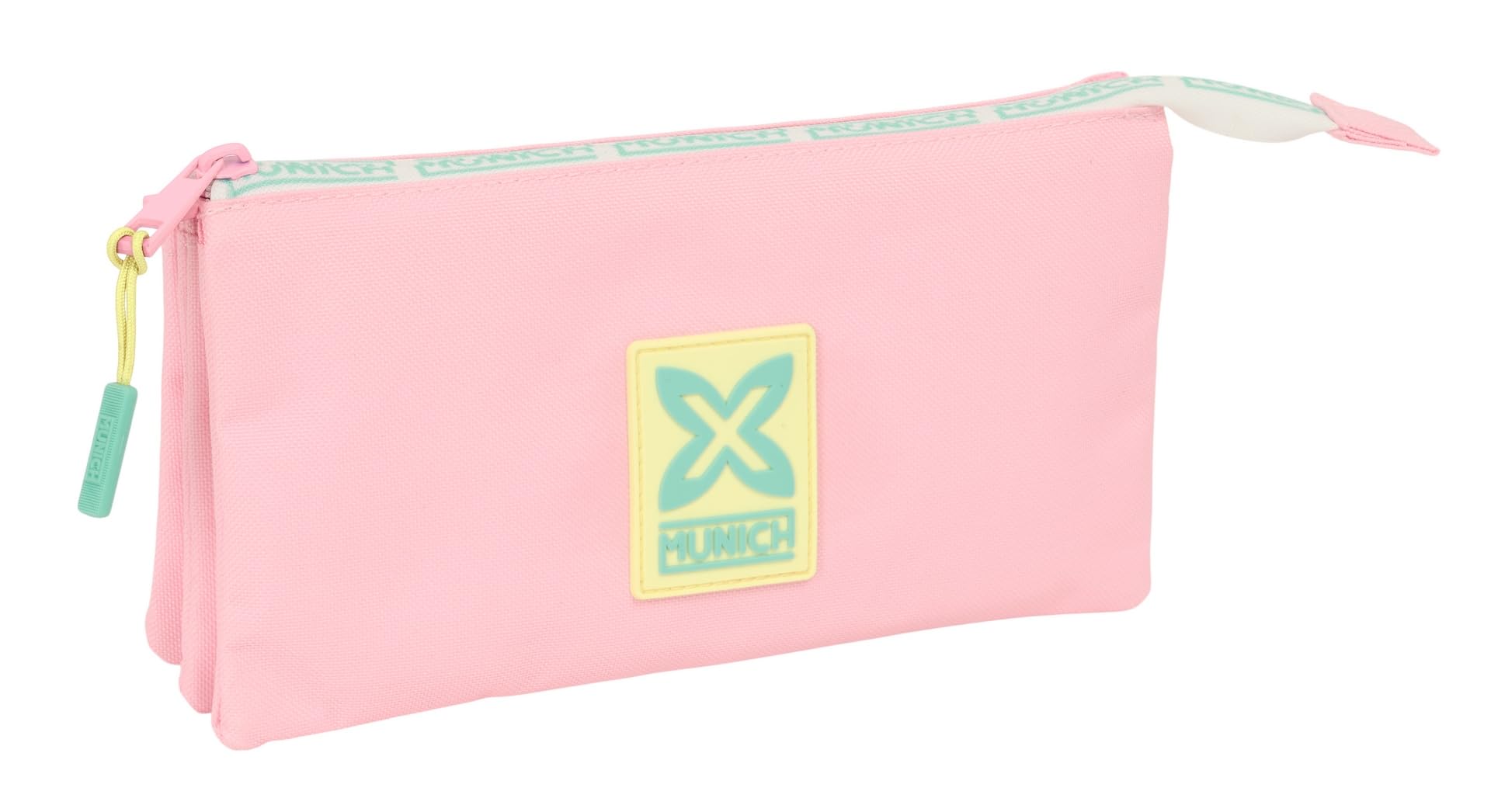 Safta Munich Candy – Triple Pencil Case, Children's Pencil Case, Ideal for School Age Children, Comfortable and Versatile, Quality and Resistance, 22 x 3 x 12 cm, light pink, M, Casual