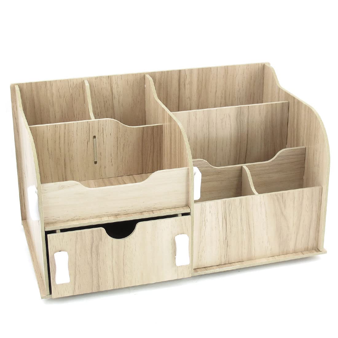 Scatola portaoggetti in legno con 2 strati e 1 cassetto 8 scomparti, organizer per casa e ufficio, elegante colore legno, perfetto per forniture e accessori artigianali
