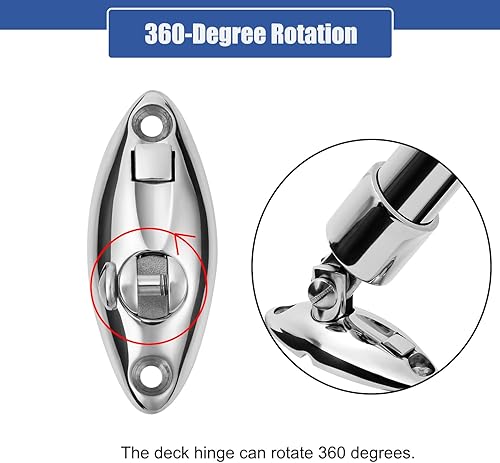 Miniatura 2 de Bisagra giratoria superior Bimini de liberación rápida para barco, rotación de 360 grados, acero inoxidable 316 sólido, hardware superior Bimini