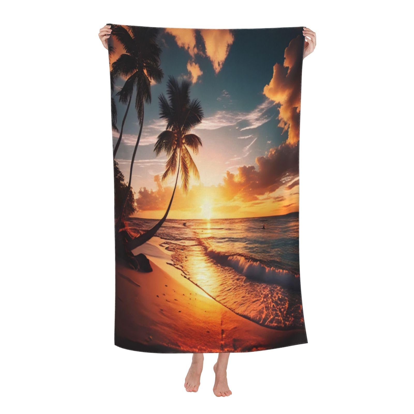 LSRCPD Beach Towels Palm Trees On Sandy Beach Travel Pool Swim Swimming For Women Men 80X130Cm