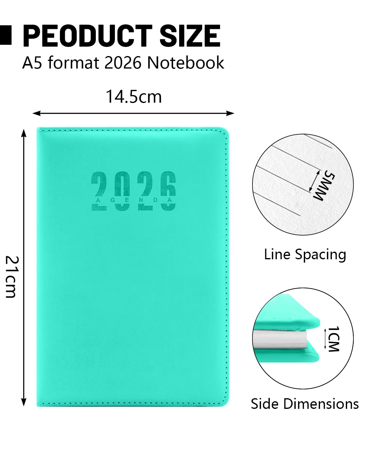 （Gen.-Dic.2026）HW CASA Settimanale Giornaliera 2026 Taccuino, Formato A5, Festività Internazionali (DE/IT/ES/EN/FR), Gennaio-Dicembre 2026
