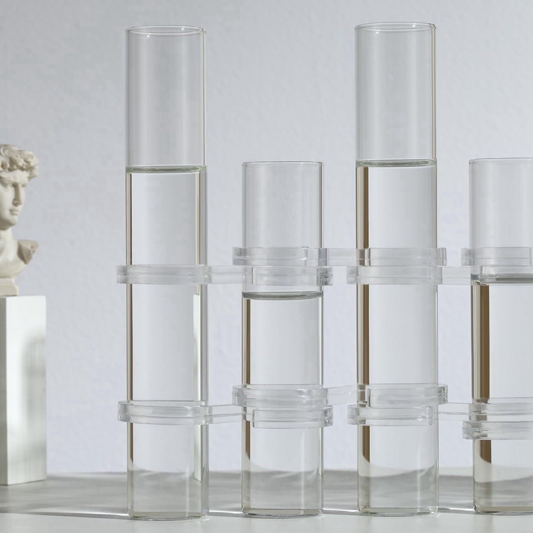 3X Blumenvase mit Scharnieren, Verschiedene Höhen, Reagenzglas-Vermehrungsstation Aus Klarem Zylinderglas, für Innendekoration