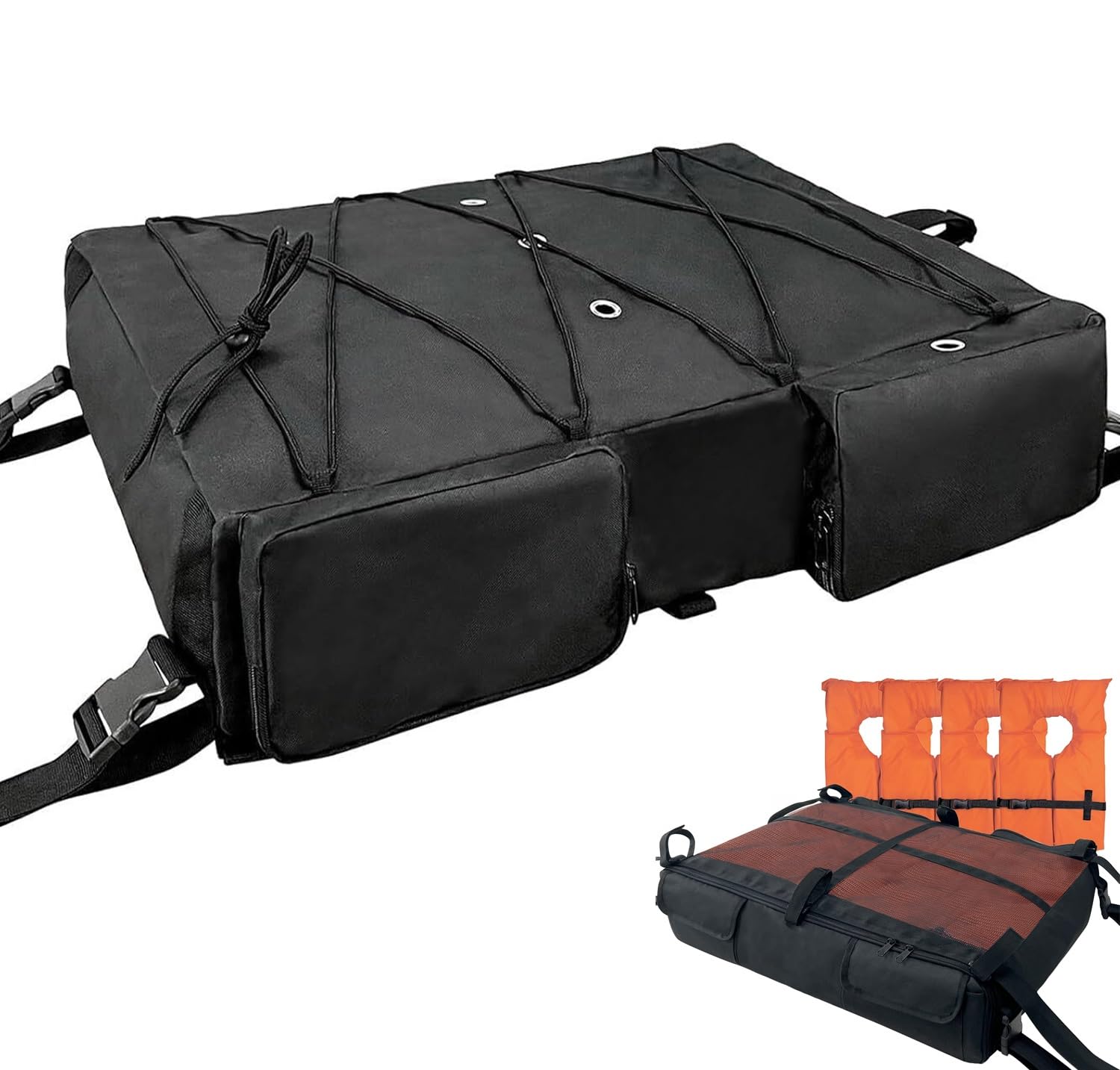 Borsa Portaoggetti per Giubbotto di Salvataggio per Barca T Top Tessuto Oxford 600D 4 Tasche Si Adatta alla Maggior Parte delle Barche T Top Ideale per Diportisti E Appassionati di Sport Acquatici