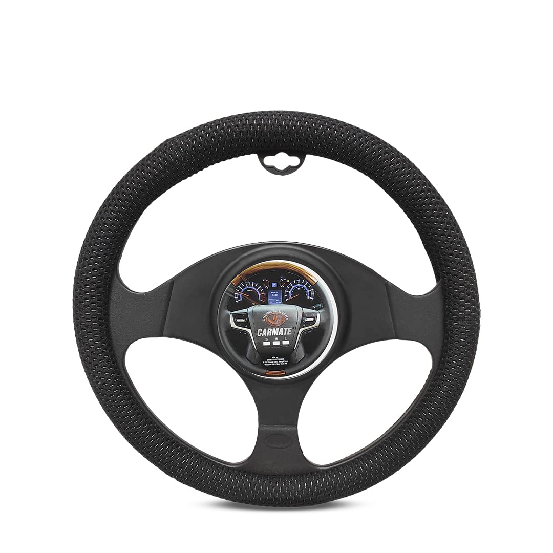 CARMATE Car Steering Cover Super Grip 116 Compatible with Renault Triber - Medium Black-image-47